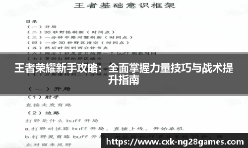 王者荣耀新手攻略：全面掌握力量技巧与战术提升指南